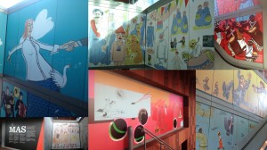 A collage of the wall murals at MAS